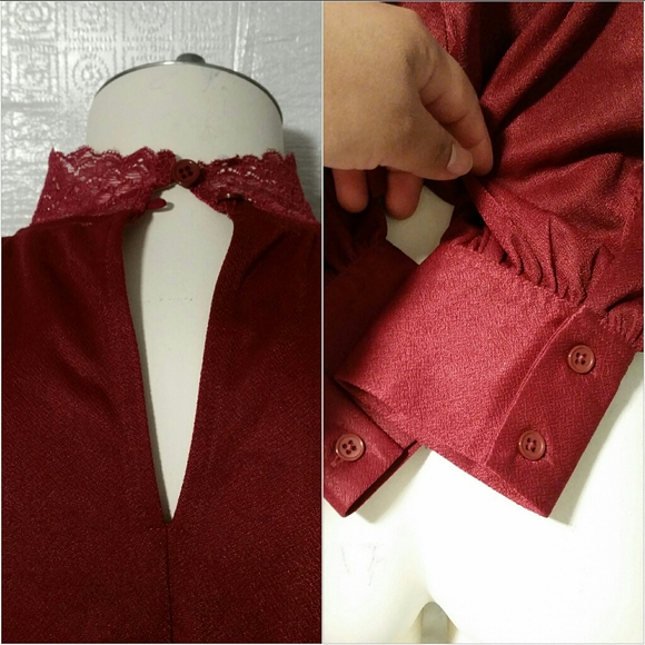 NWT Burgandy Red Long Sleeve High Neck casual sz s - Picture 8 of 8